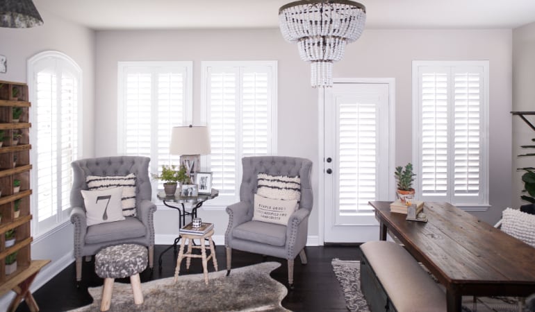Plantation shutters in a Miami living room